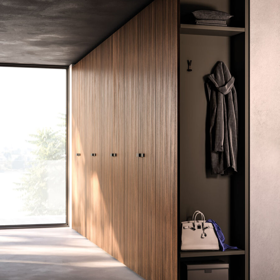 Hinged wardrobe with Liscia door and L32 handle composition Night 04 Orme