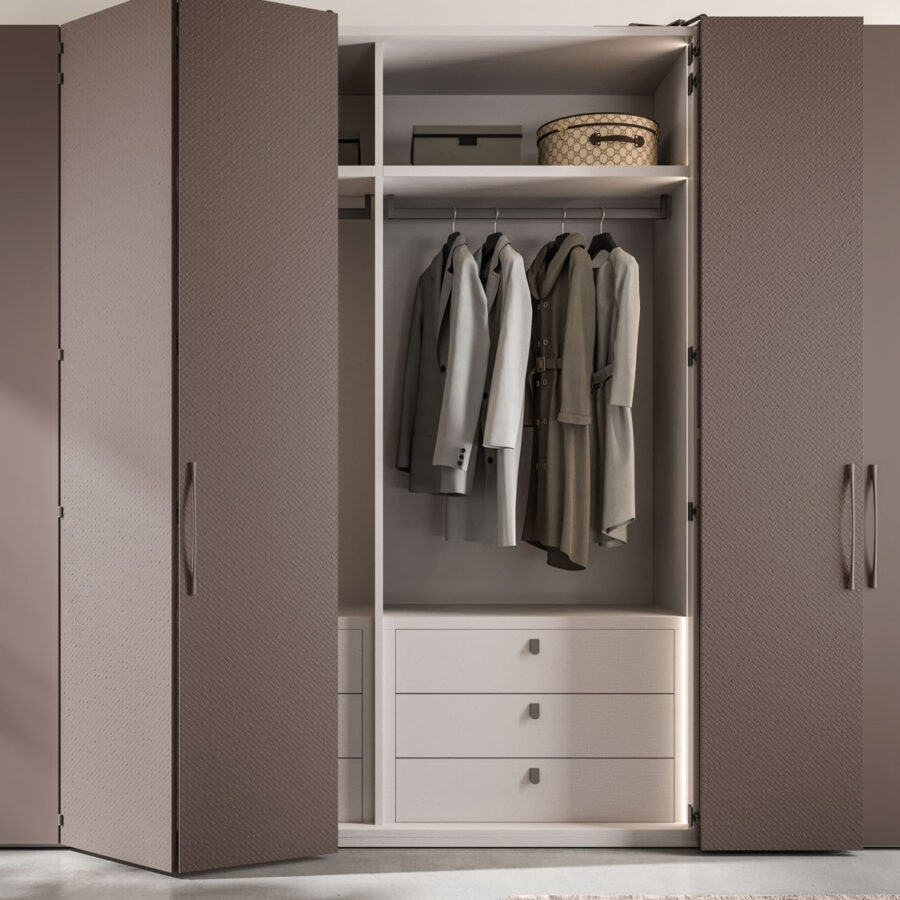 Hinged wardrobe with Liscia doors and L11 handle composition Night 08 Orme