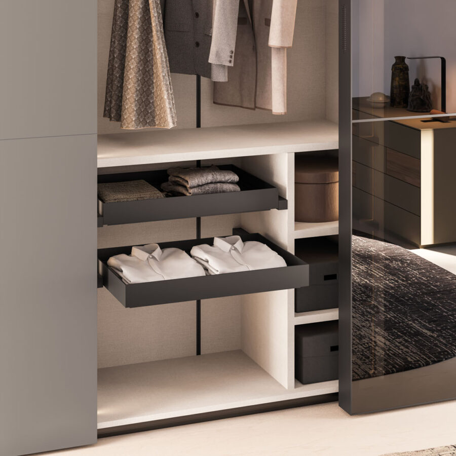 Sliding wardrobe with Arka and Vista doors composition Night 29 Orme