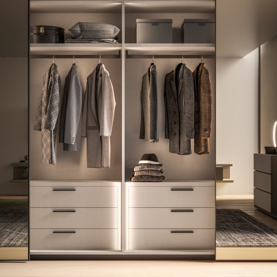 Sliding wardrobe with Febe and Frame doors composition Night 30 Orme